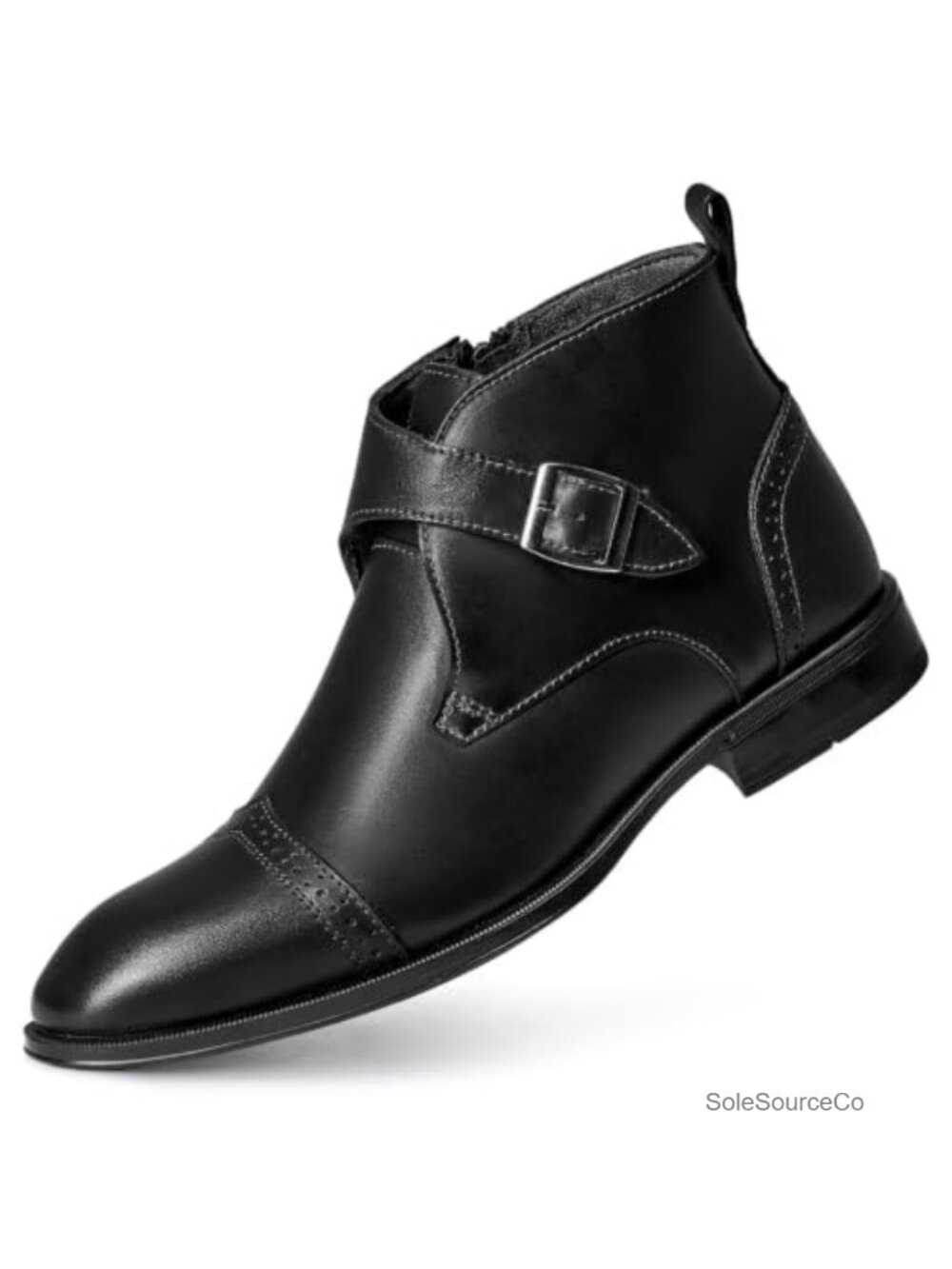 Genuine Leather Men's Ankle Dress Boots Side Zip Cap Toe Oxford Style